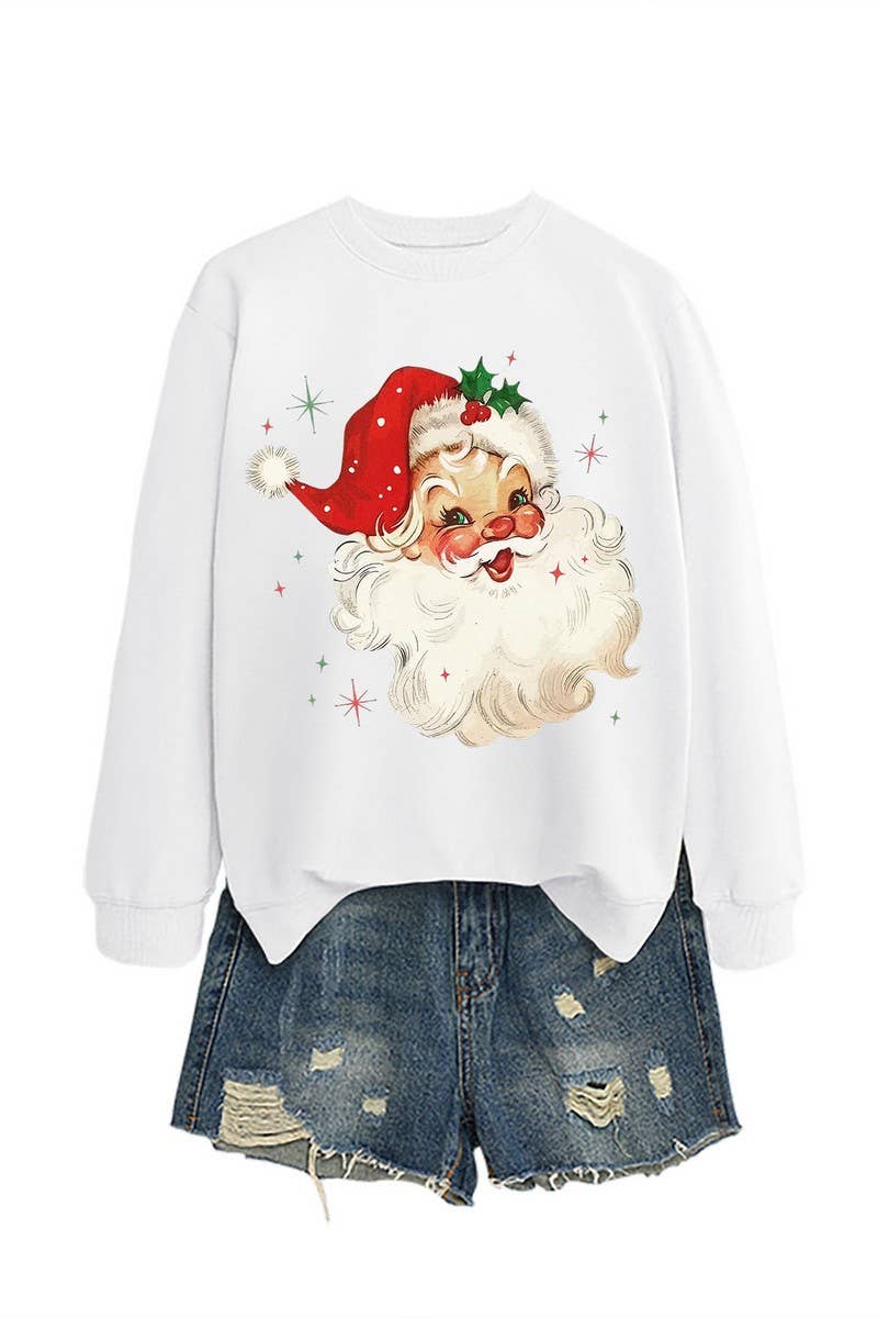 CWTBLL01324_SANTA CLAUS HEAD PATTERN PULLOVER SWEATSHIRT