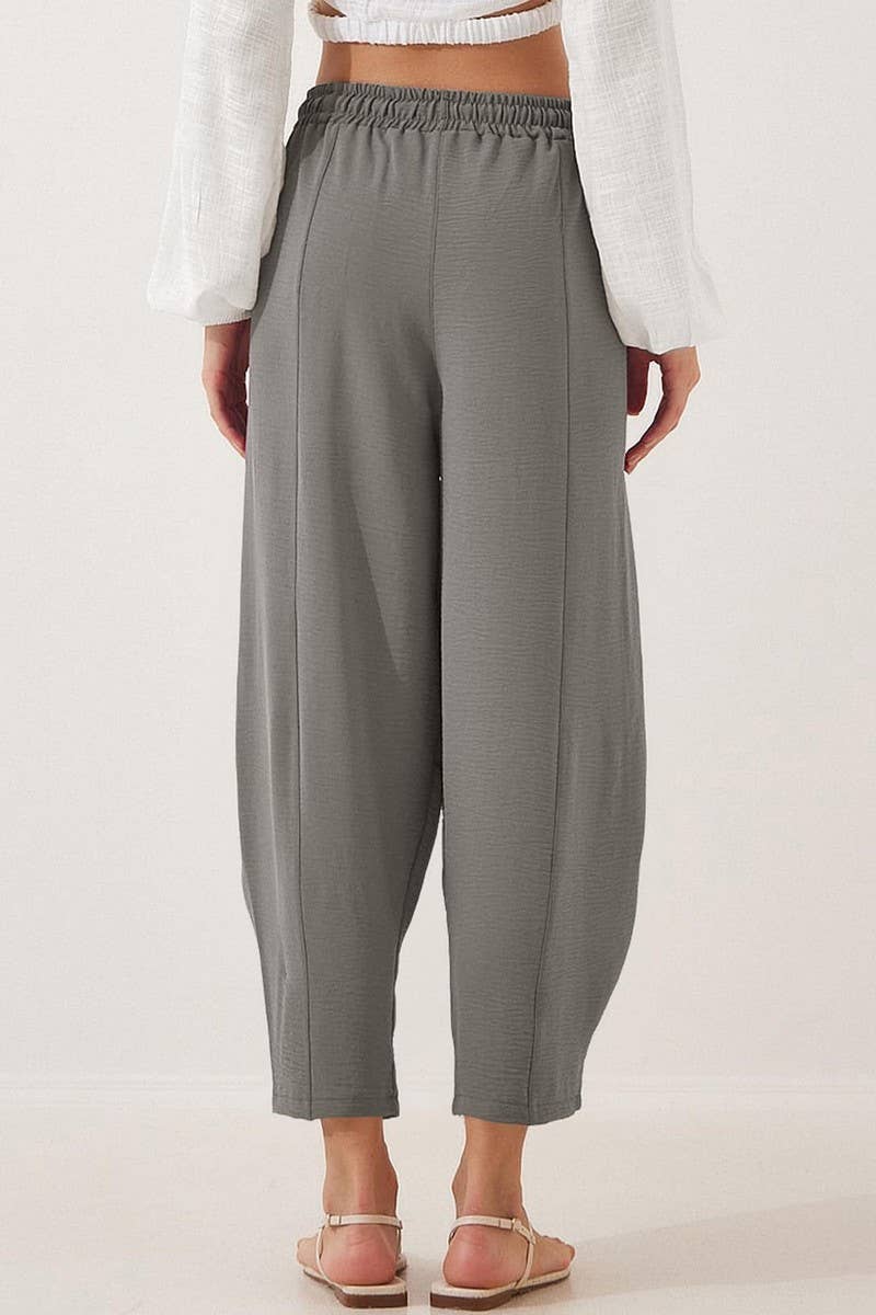 CWBLP1851_HIGH WAIST LOOSE DRAWSTRING POCKET TROUSERS