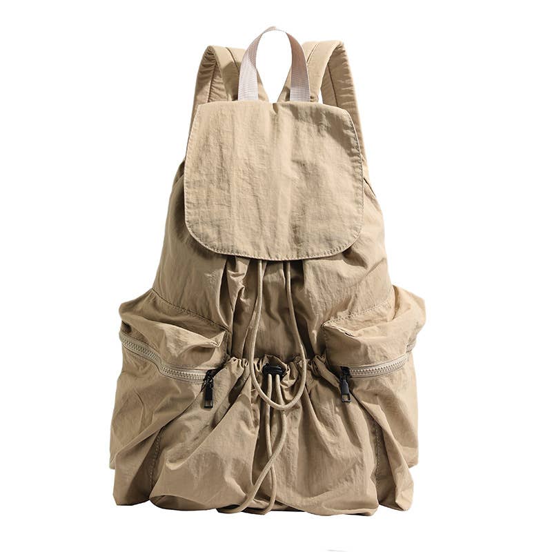 Fashionable pleated large-capacity flip schoolbag