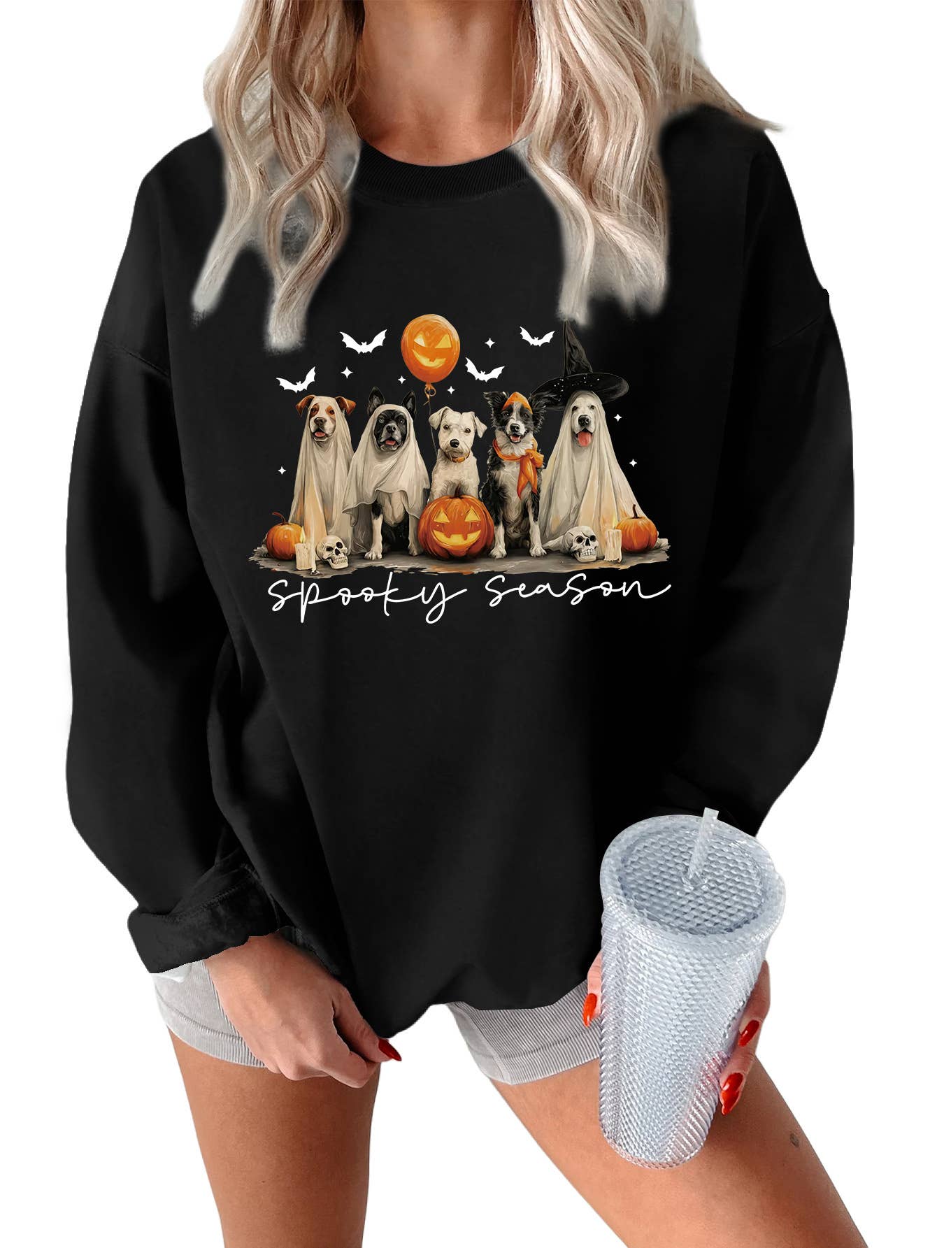 Cute and fun Halloween printed thick warm hoodie