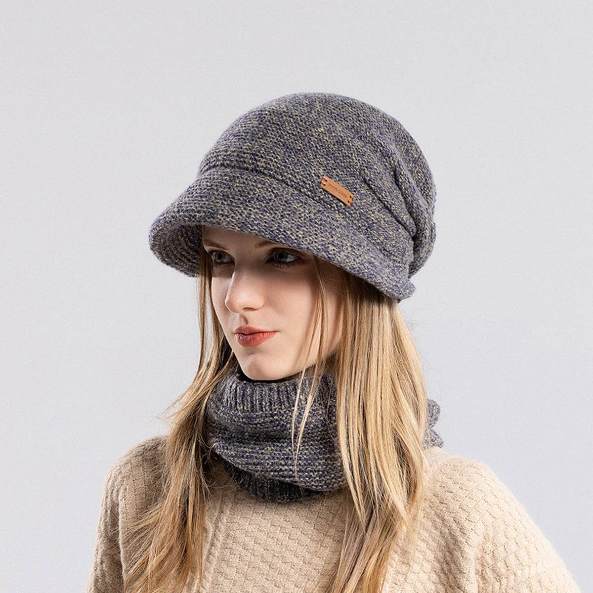 WINTER WARM KNITTED HAT AND SCARF SET