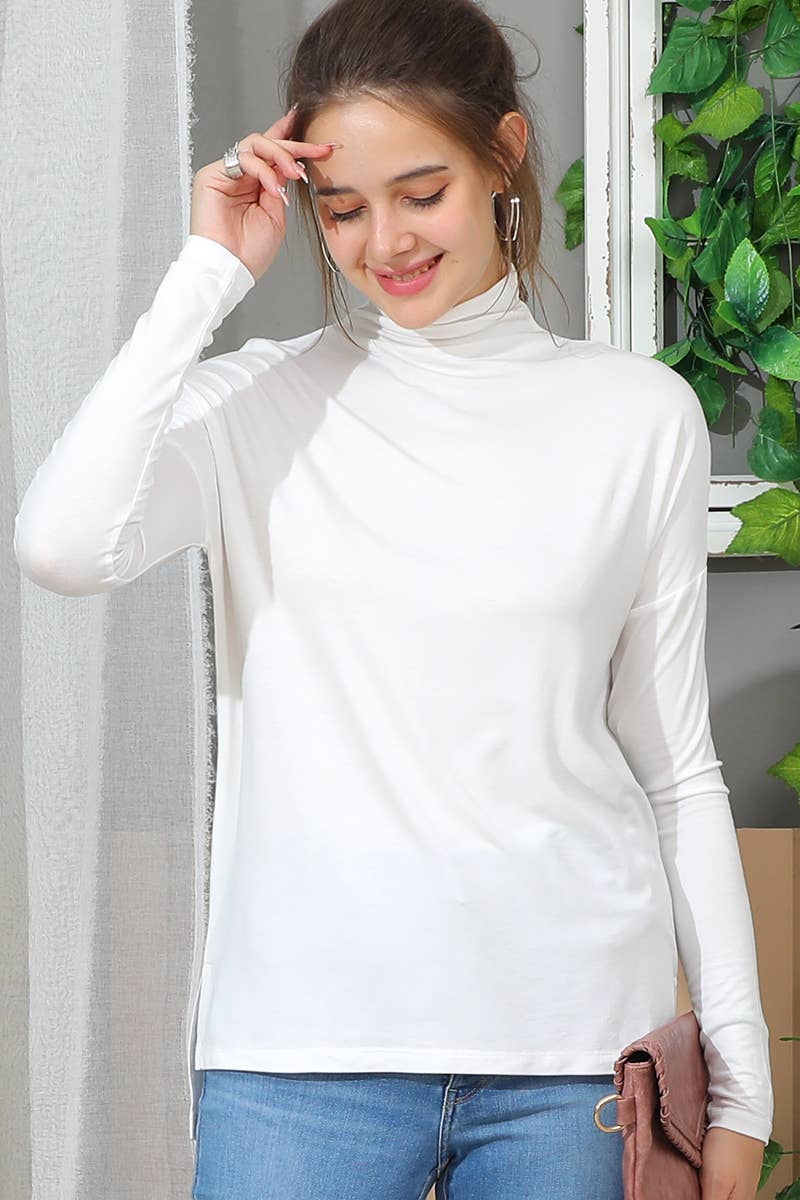 CWTTL1481_Turtle Neck Long Sleeve Pullover Top