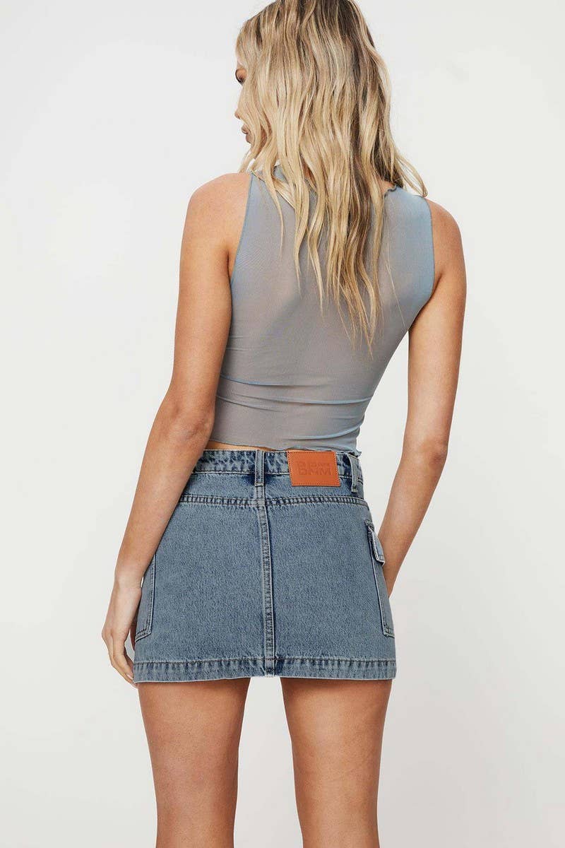 CWBSS0463_WASHED DENIM HIGH WAIST MINI SKIRT
