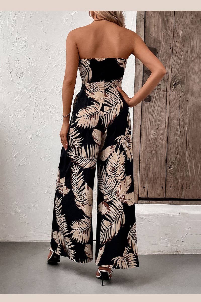 CWSJS0689_CASUAL TUBE TOP PRINTED JUMPSUIT