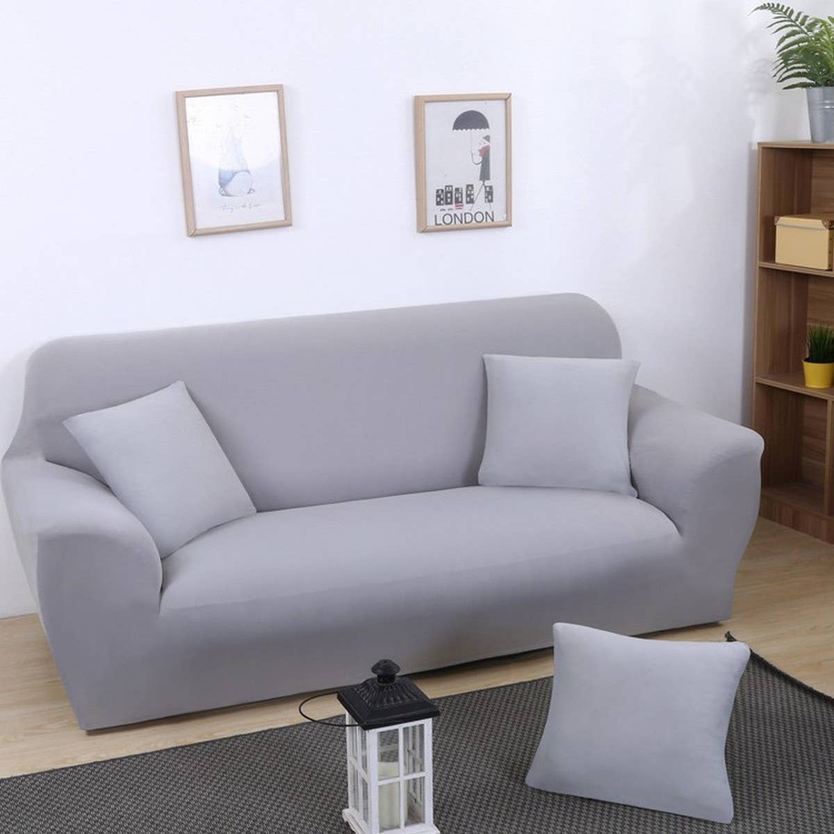 Modern Knit Sofa Cover, Stretch Fit, Solid Color