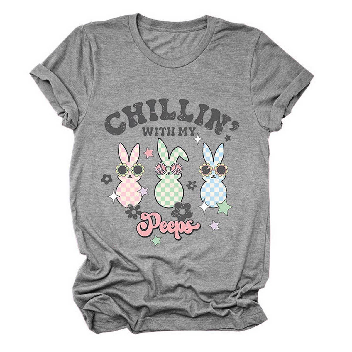EASTER CUTE BUNNY LOOSE COMFORT SHORT SLEEVE TEES_CWTTS0867
