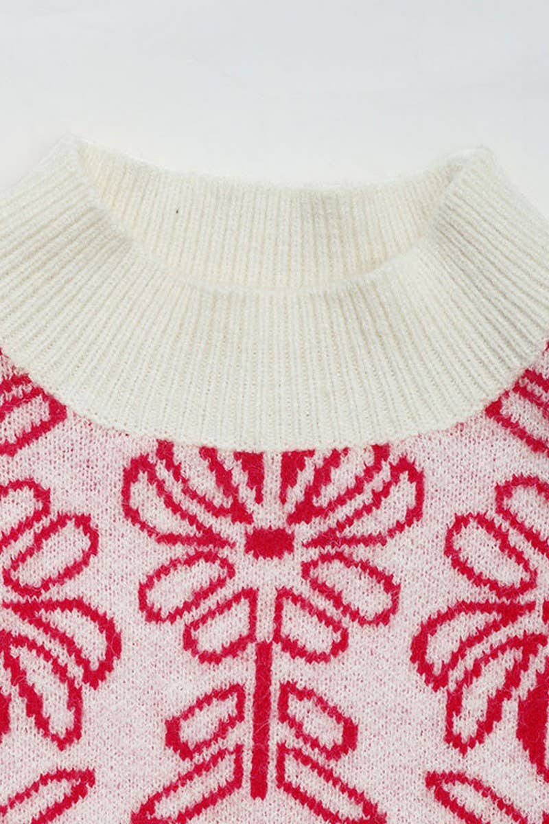 CWOSWL3838_PINK JACQUARD TURTLENECK SWEATER