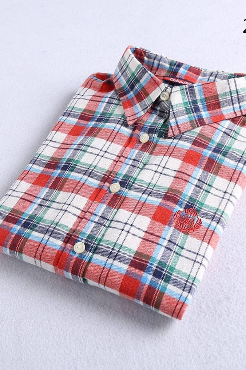 CWTSTL2241_LAPEL BRUSHED FLANNEL THICKENED PLAID SHIRT