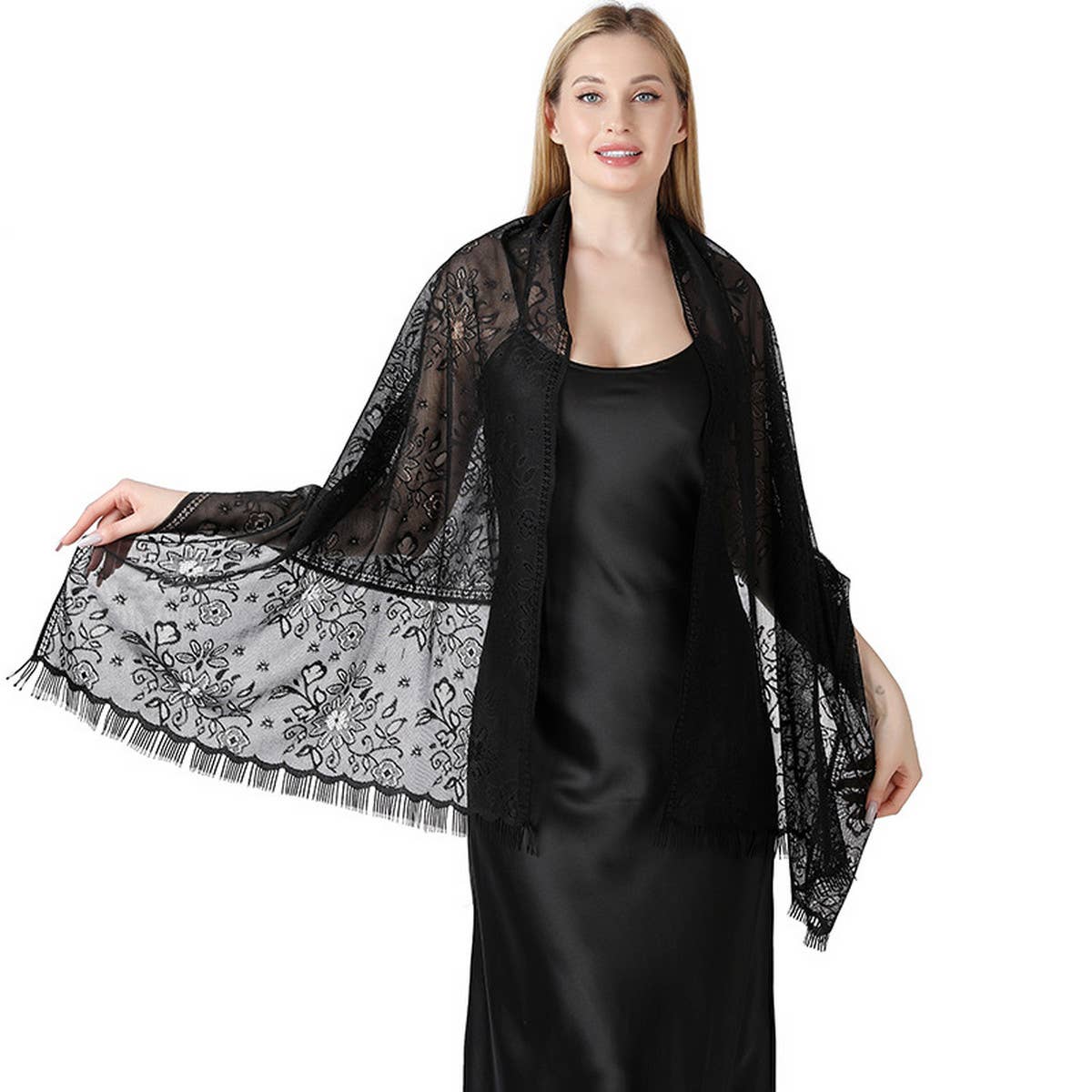 Floral Lace Tie-Dye Shawl ? Bridal Evening Wrap