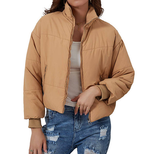 Casual solid color lapel warm women's bread coat