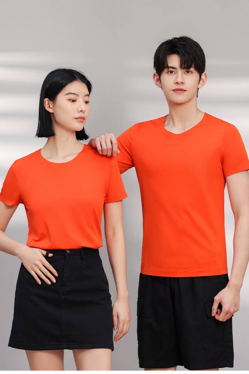 CWTTS00719_SOLID COLOR COOL ICE SILK SHORT SLEEVE T-SHIRT