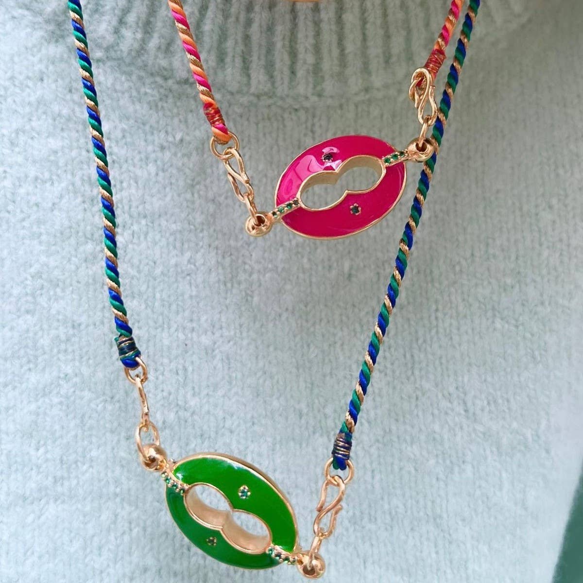 Colorful Dopamine Love Lips Pendant Necklace