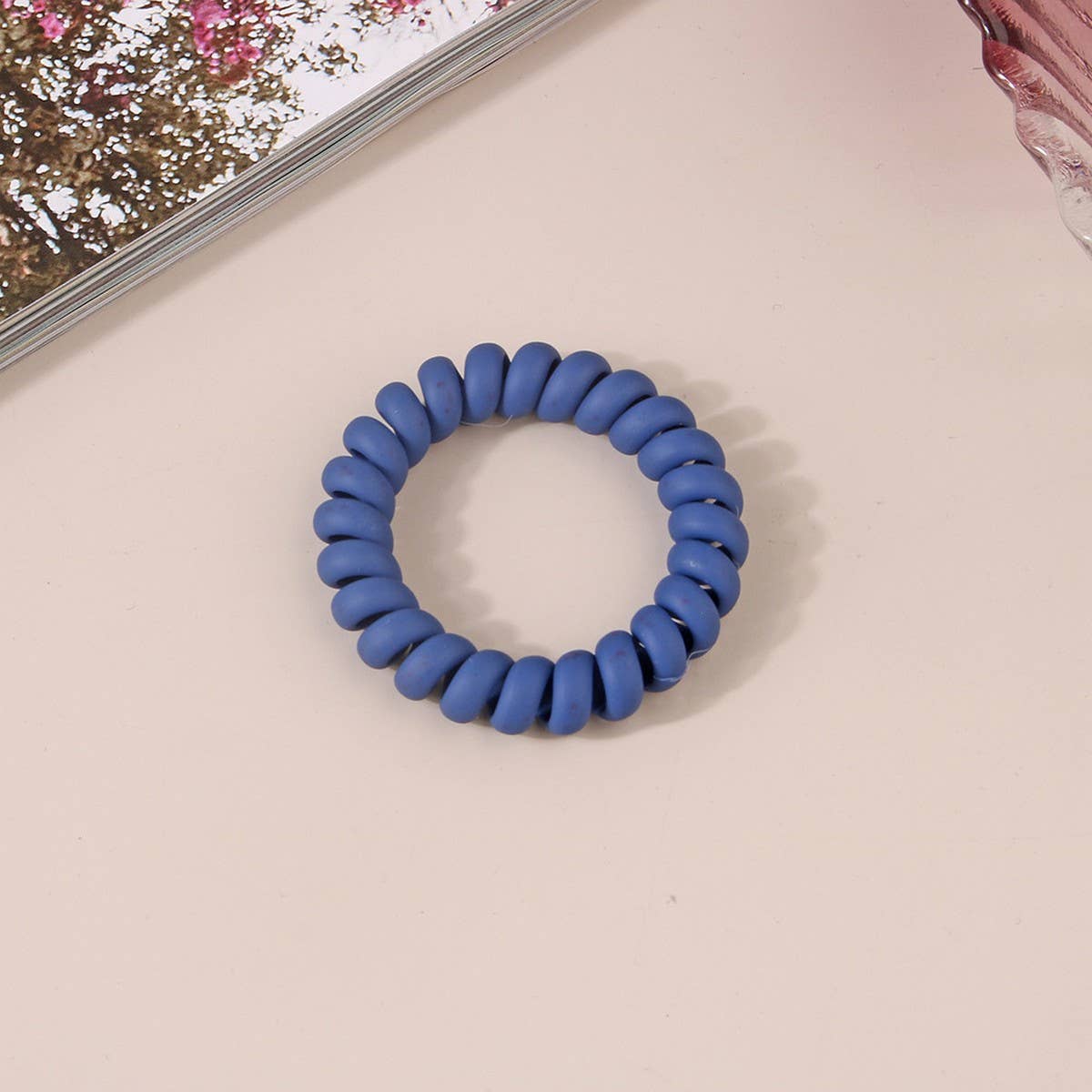 CWAHA1379_SIMPLE FROSTED PHONE CORD HAIR TIE