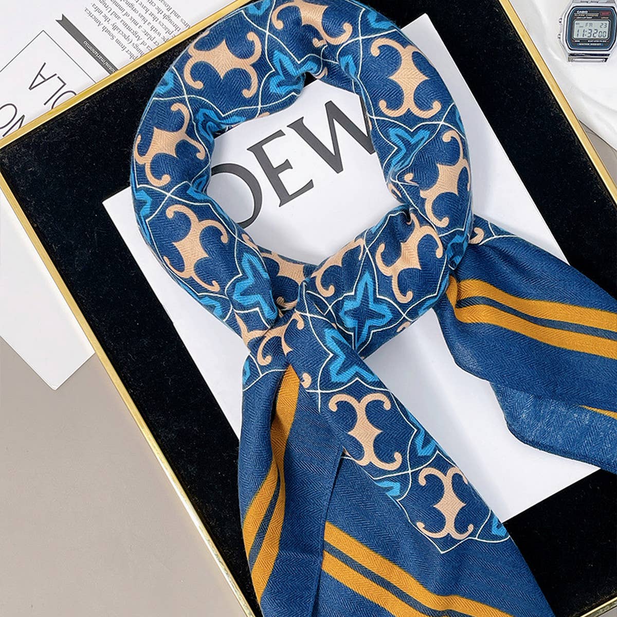 90cm Sunflower Faux Wool Velvet Scarf Wrap_CWASC0891
