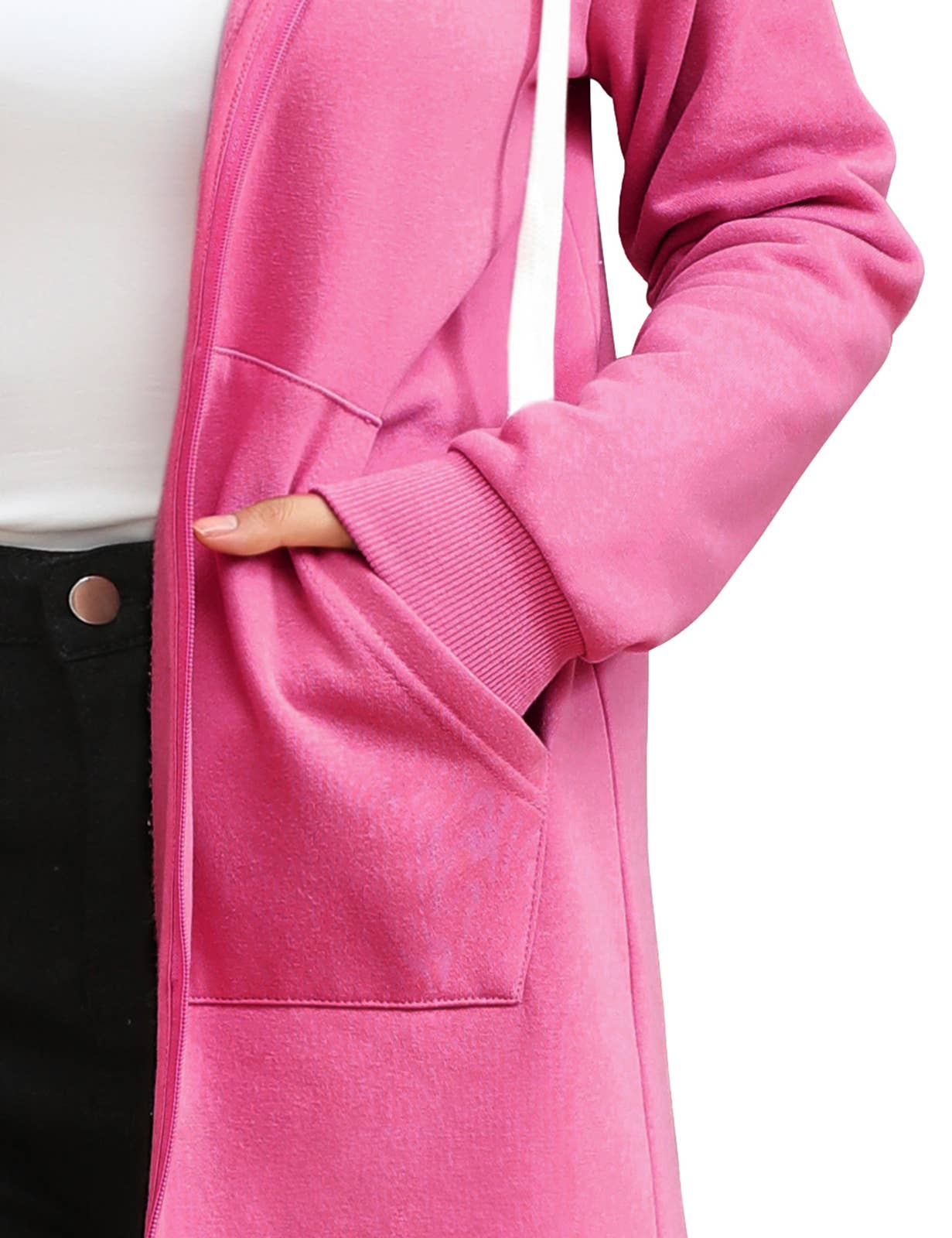 CWOHOL448_Lightweight Thin Zip-Up Hoodie Long Jacket