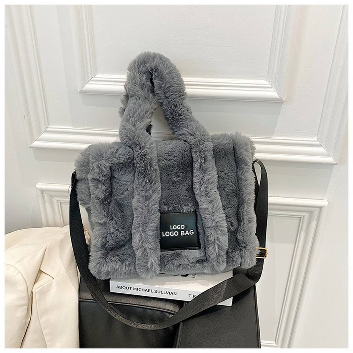 Faux Rabbit Fur Tote Bag Women Large Handbag_CUAB00552