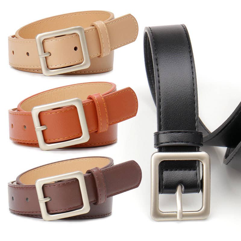 High-end retro square-buckle women's belt