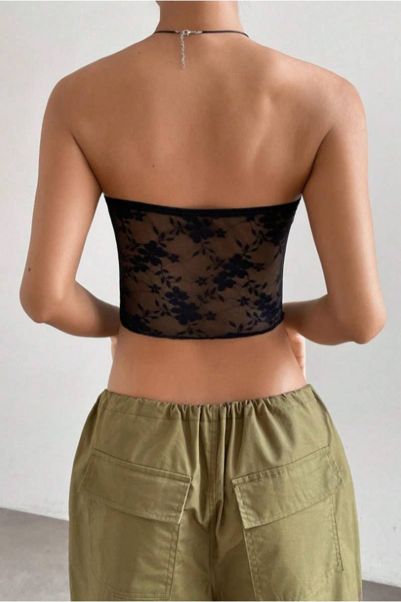 CWTTSL0433_LACE TUBE TOP ALL-MATCH SEXY WRAP TOP