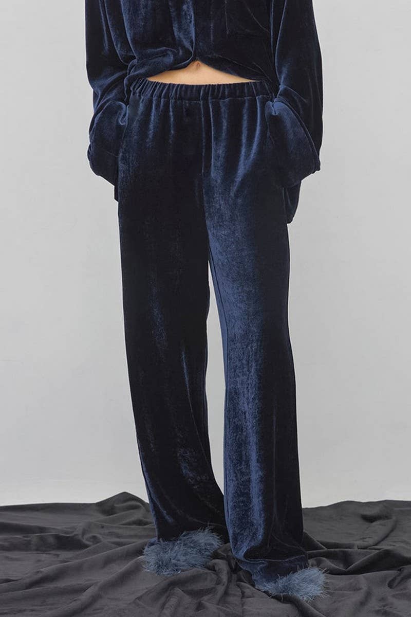 CWSPJ0341_VELVET LONG-SLEEVED TROUSERS PAJAMA SET