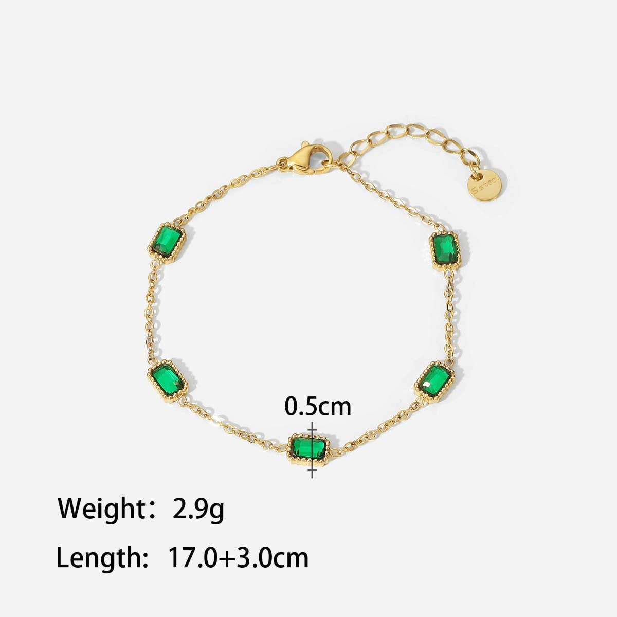 Zircon & Pearl Chain Bracelet in Stainless Steel_CWAJE4658