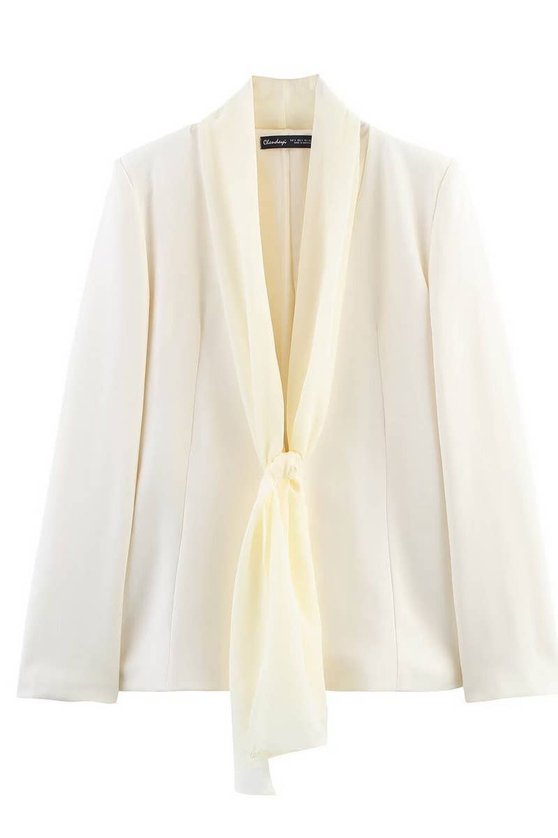 CWSBSL0168_SPRING THIN SCARF LAPEL SUIT JACKET + PANTS SET