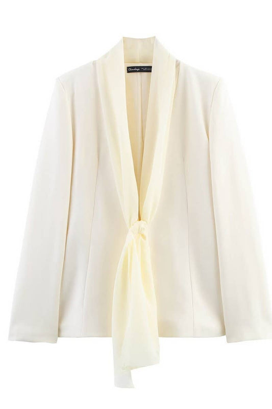 CWSBSL0168_SPRING THIN SCARF LAPEL SUIT JACKET + PANTS SET