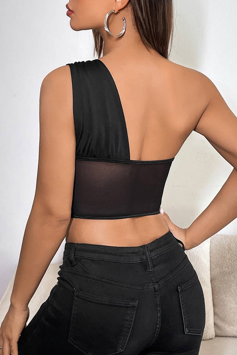 CWTTK0759_ONE-SHOULDER DIAMOND UNDERWIRE HERRINGBONE VEST