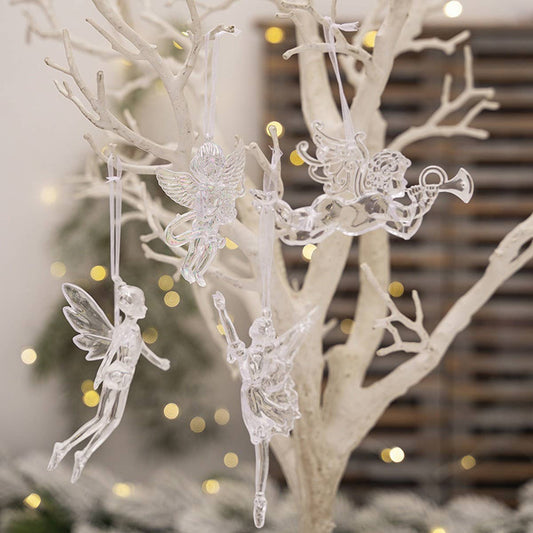 CWMM10184_CLEAR ANGEL BALLERINA CUPID ACRYLIC ORNAMENTS