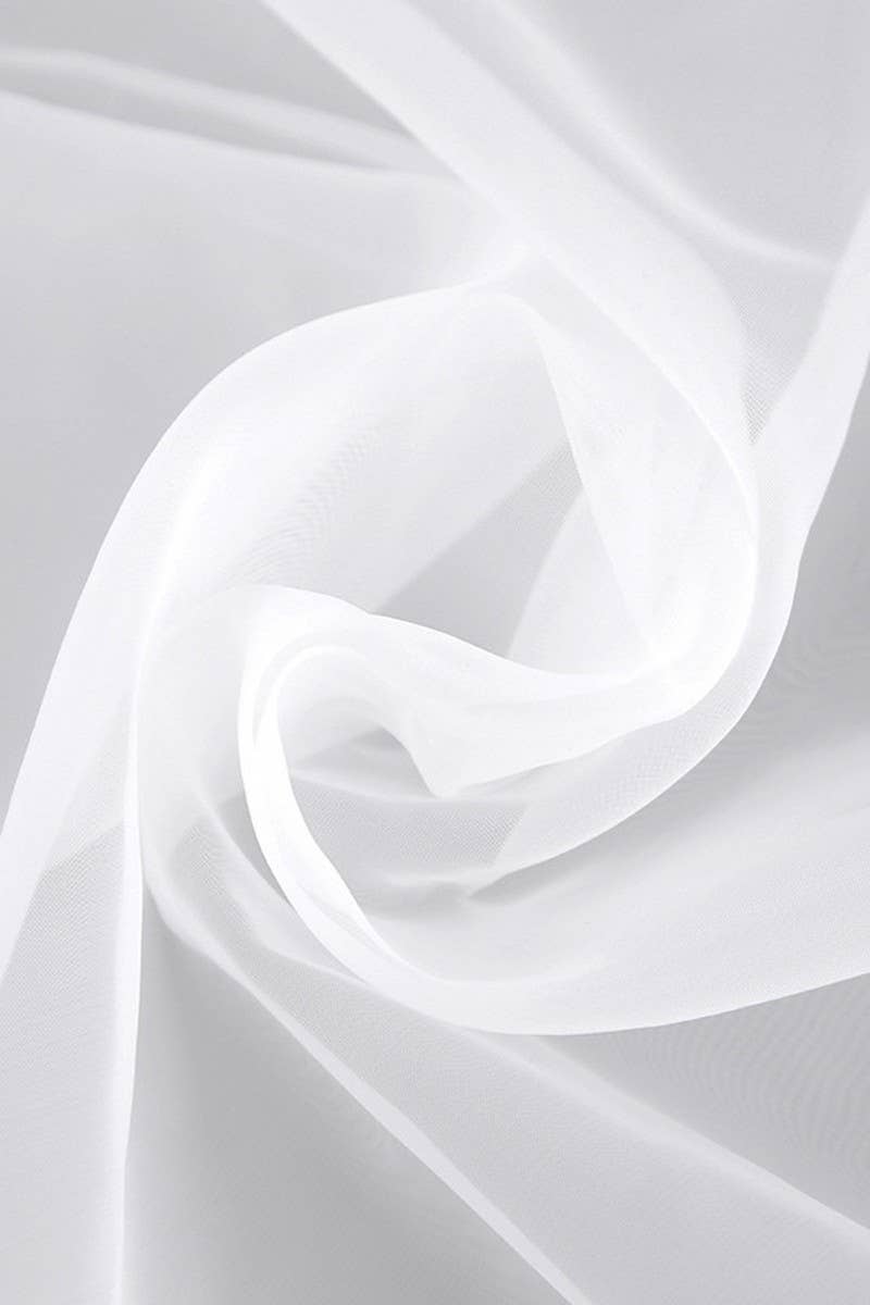 CWTSTL2579_PUFF SLEEVE BOWKNOT SEE-THROUGH LONG SLEEVE TOP