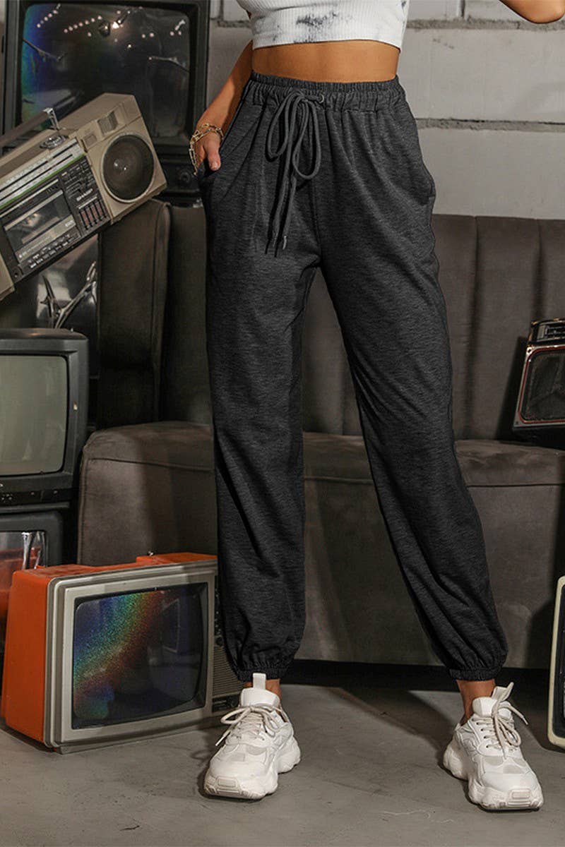 CWBLP00940_CASUAL HIGH-WAISTED SPORTS ANKLE-LENGTH PANTS