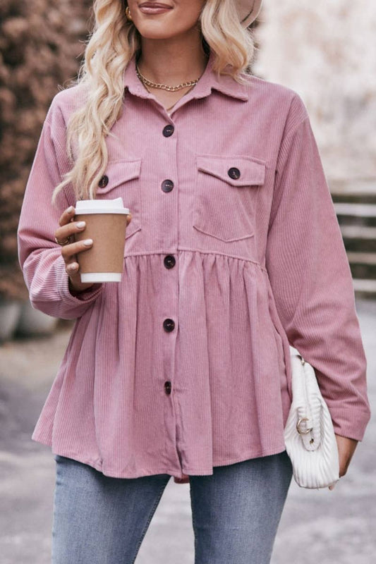 CWTSTL2189_AUTUMN POCKET CORDUROY LONG-SLEEVED SHIRT