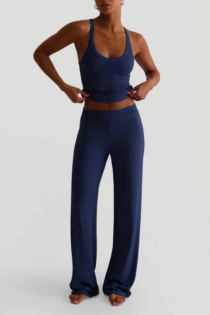 CWSTB00442_SPORTS YOGA TANK TOP & WIDE LEG PANTS SET
