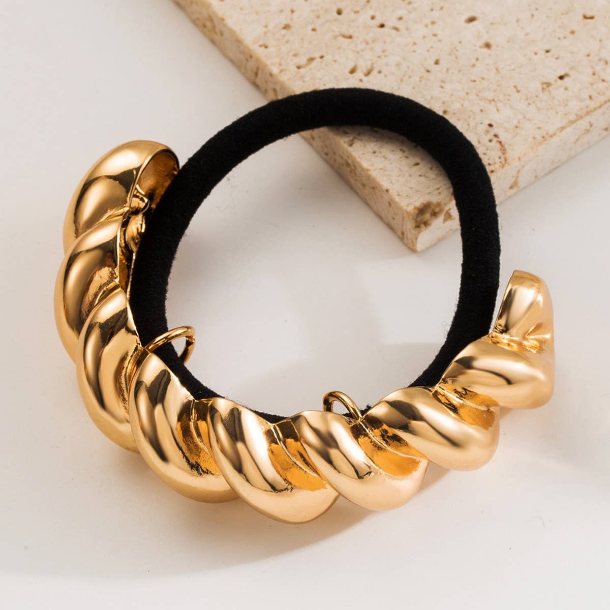 Geometric Metal Twist Elastic Hair Tie Band