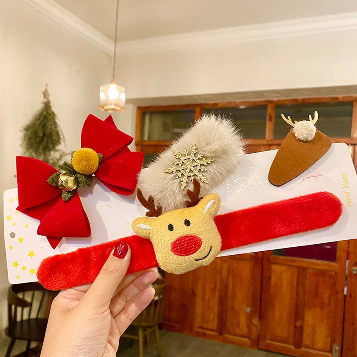 CHRISTMAS GIFT CLAPPING RING SET HAIRPIN DECORATION