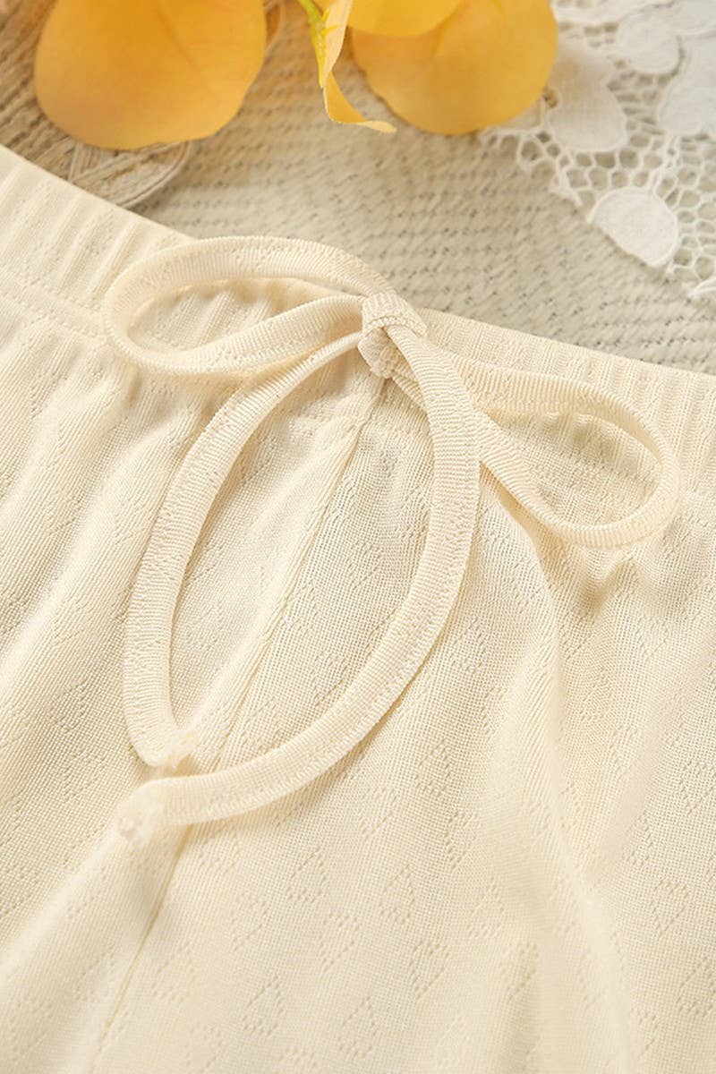 CWSPJ0202_DRAWSTRING SHORT-SLEEVED SHORTS HOME PAJAMAS SET