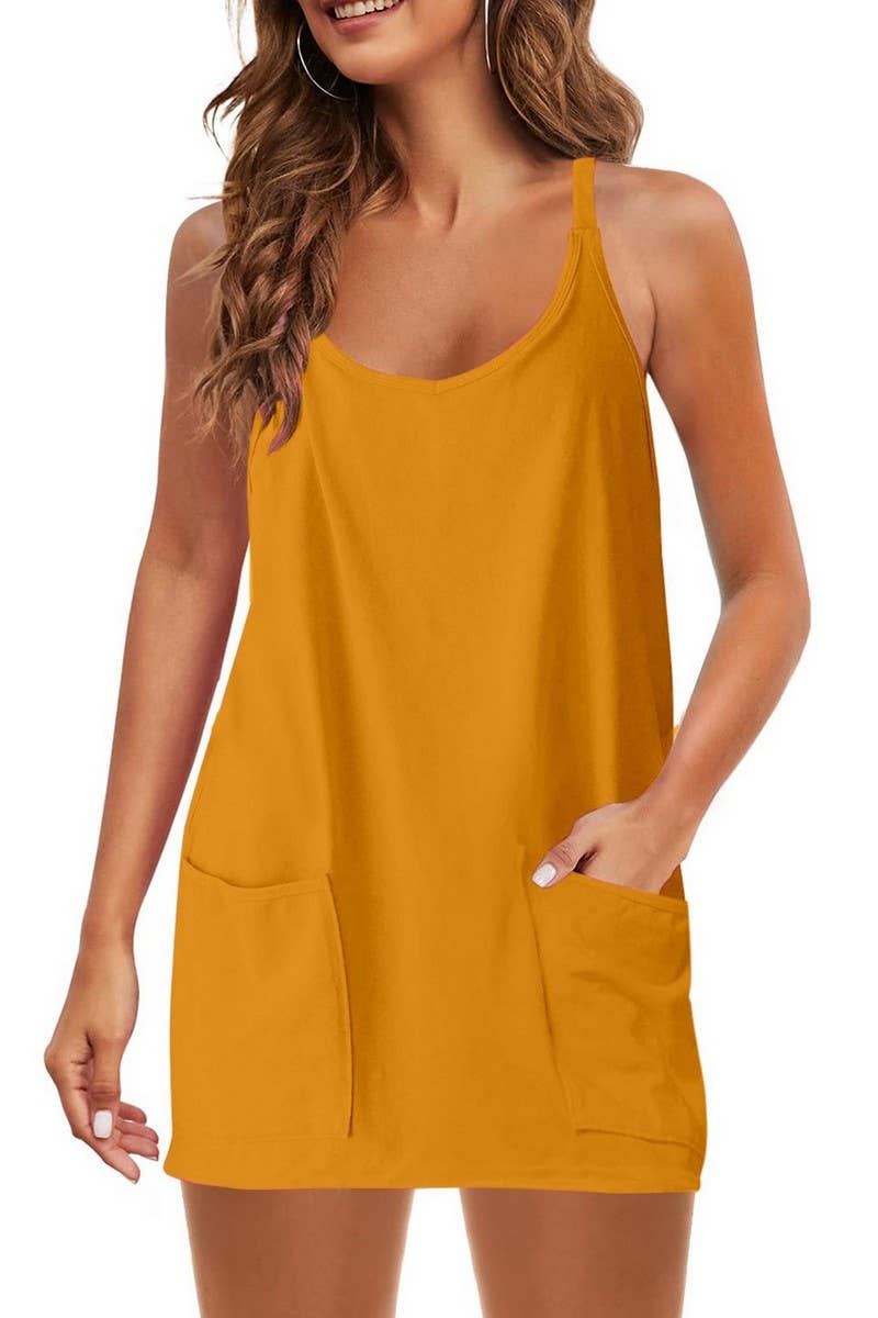 CWSTB1991_SIDE POCKET CAMI ROMPER WITH INNER SKIRT SET