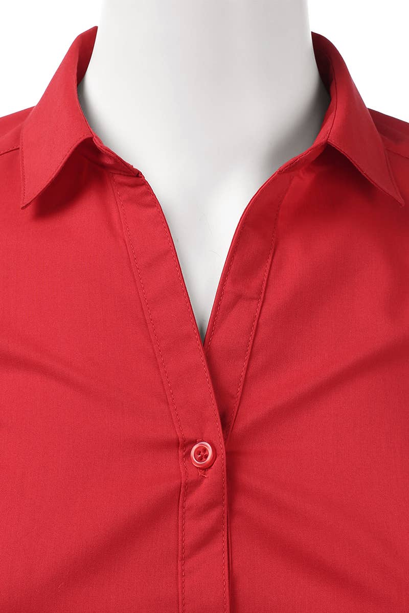 CWTSTL708_Basic Slim Fit Simple LongSleeve Button Down Shirt