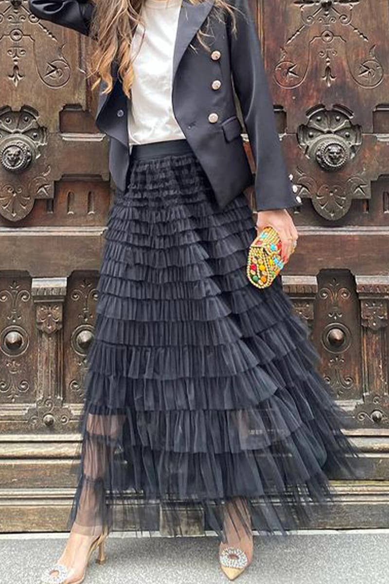 CWBLS0633_NEW SUMMER MESH PATCHWORK SKIRT