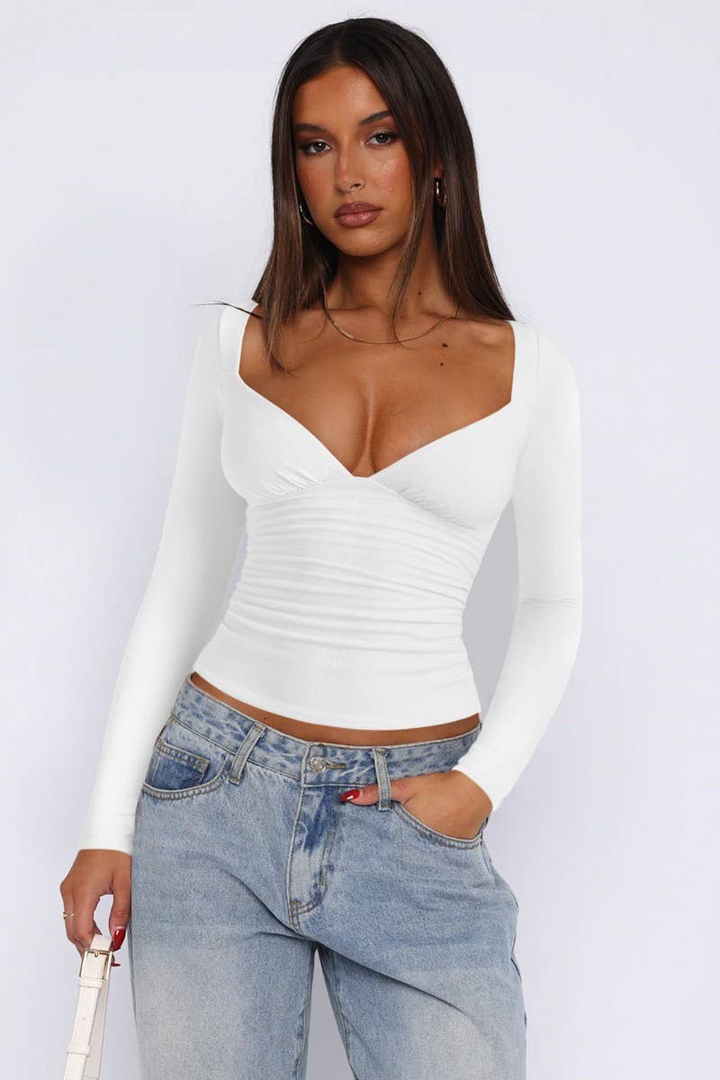 CWTTL2059_SUMMER LIGHT MATURE STYLE SLIM HOT GIRL TOP