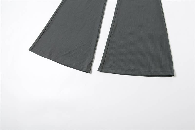 Bell Sleeve Crop Top & High Waist Flare Pants Set