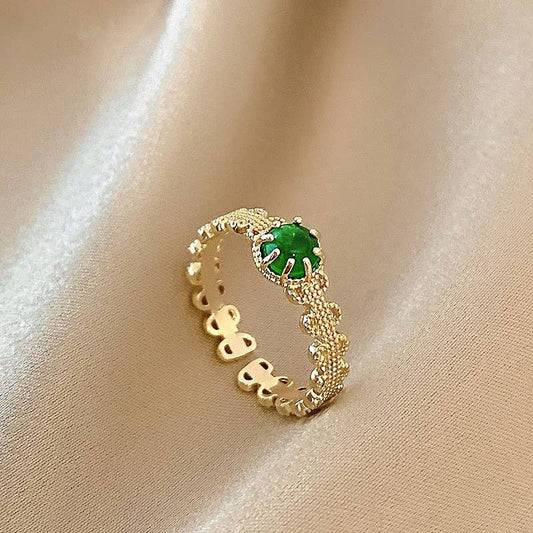 Simple pearl zircon cold style opening ring