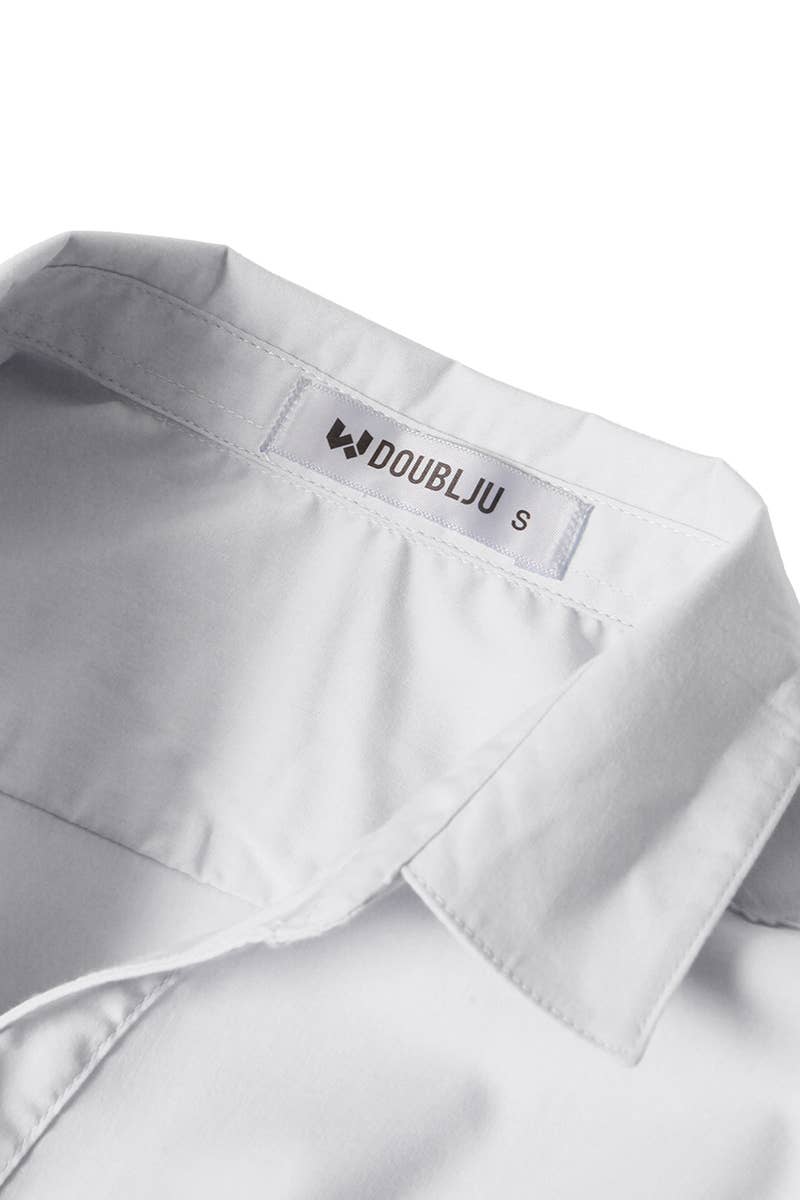 CWTSTS116_Basic Slim Fit Simple 3/4 Sleeve Button Down Shirt