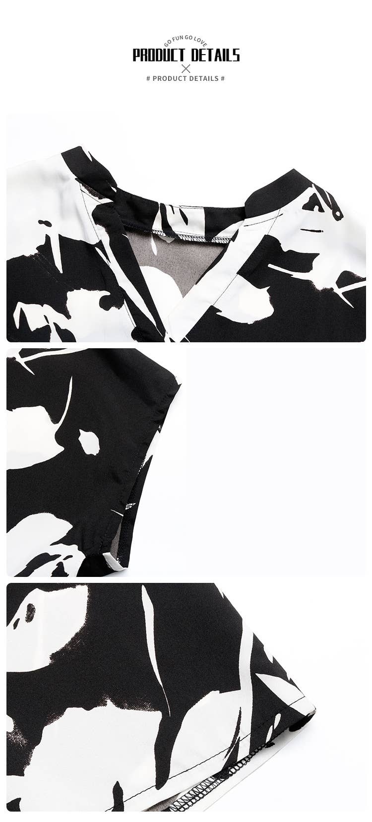 CONTRASTING BLACK AND WHITE V-NECK SHIRT