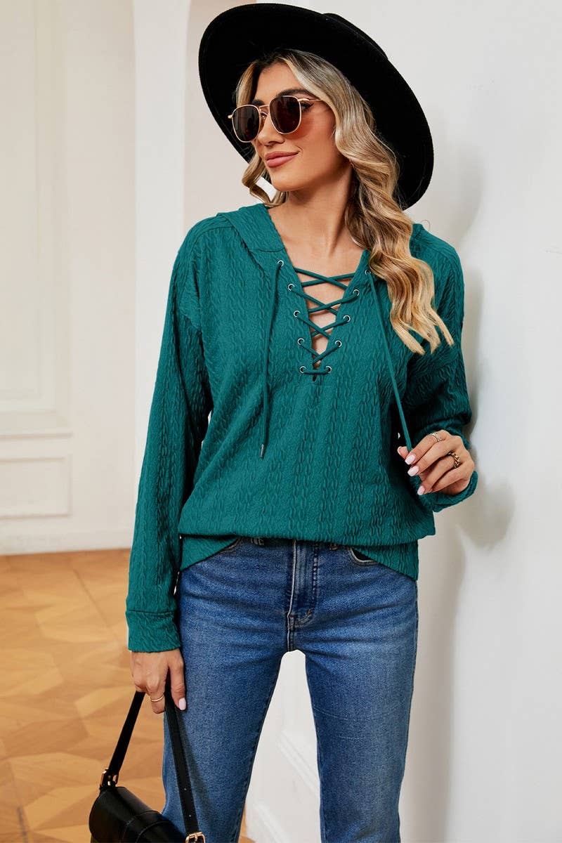 CWOHOL1096_AUTUMN AND WINTER SOLID COLOR HOODED SWEATSHIRT