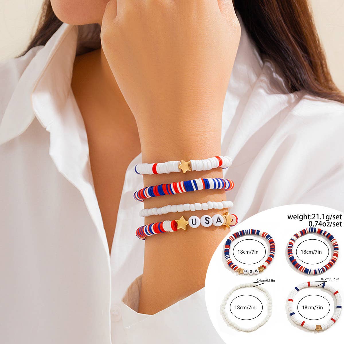 NEW FLAG CONTRAST COLOR BEADED BRACELET
