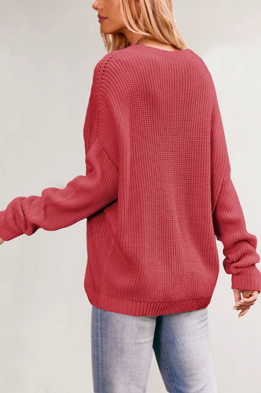 CWOSWL5884_CREW-NECK POCKET LONG-SLEEVED SWEATER