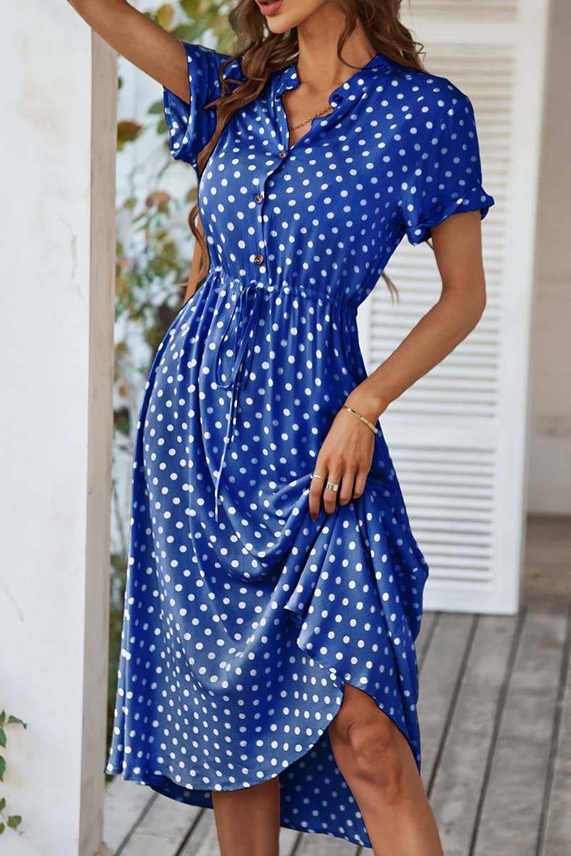 CWDMD6451_SUMMER POLKA DOT ALL-MATCH SHIRT DRESS