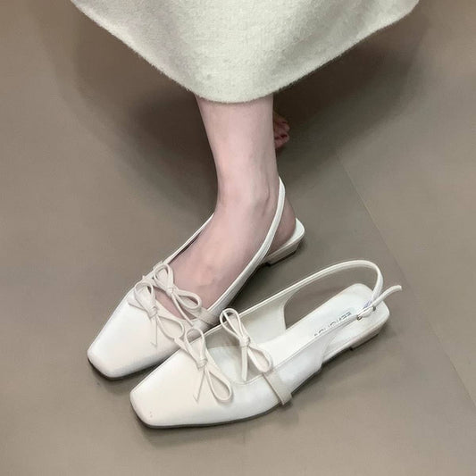 Silver Bow Closed-Toe Sandals
