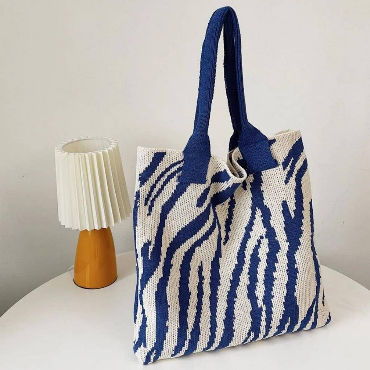 CWAB1955_STYLISH KNITTED STRIPED TOTE BAG