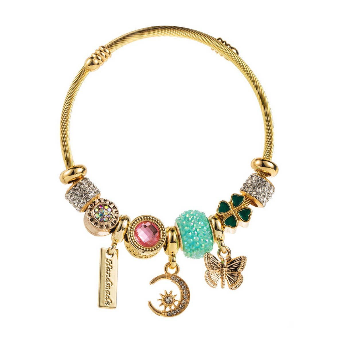 Trendy Moon & Butterfly Stainless Steel Bracelet